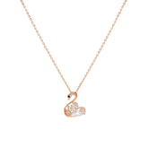 Rose Gold Swan Design CZ Pendant With Chain